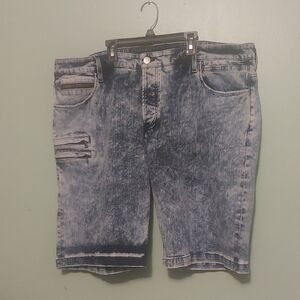 Rockstar Original Acid Wash Mens Heath Stretch Button Fly Denim Shorts Sz 42